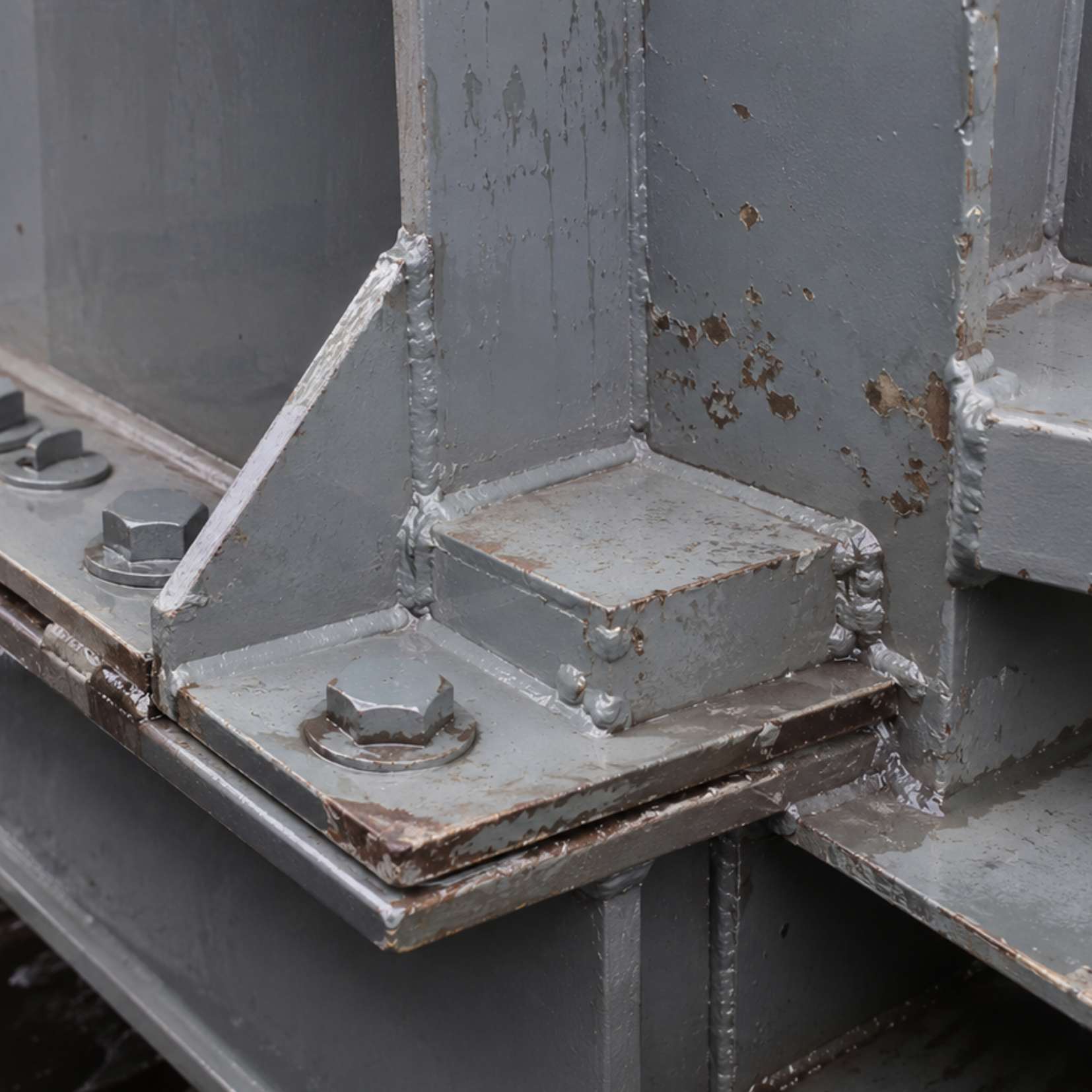 Steel welds, bolts, sharp edges and complex geometry