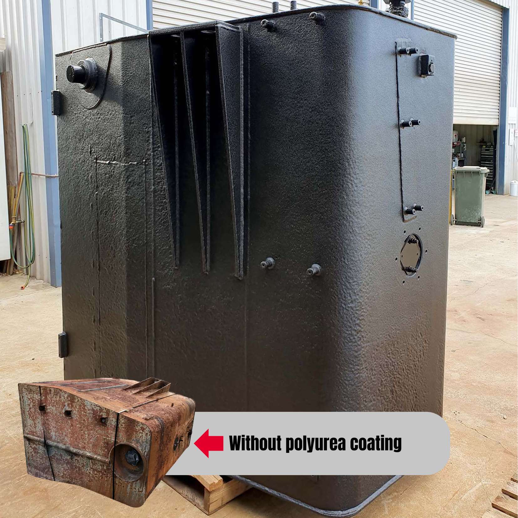Coated steel panel undergoing corrosion resistance testing